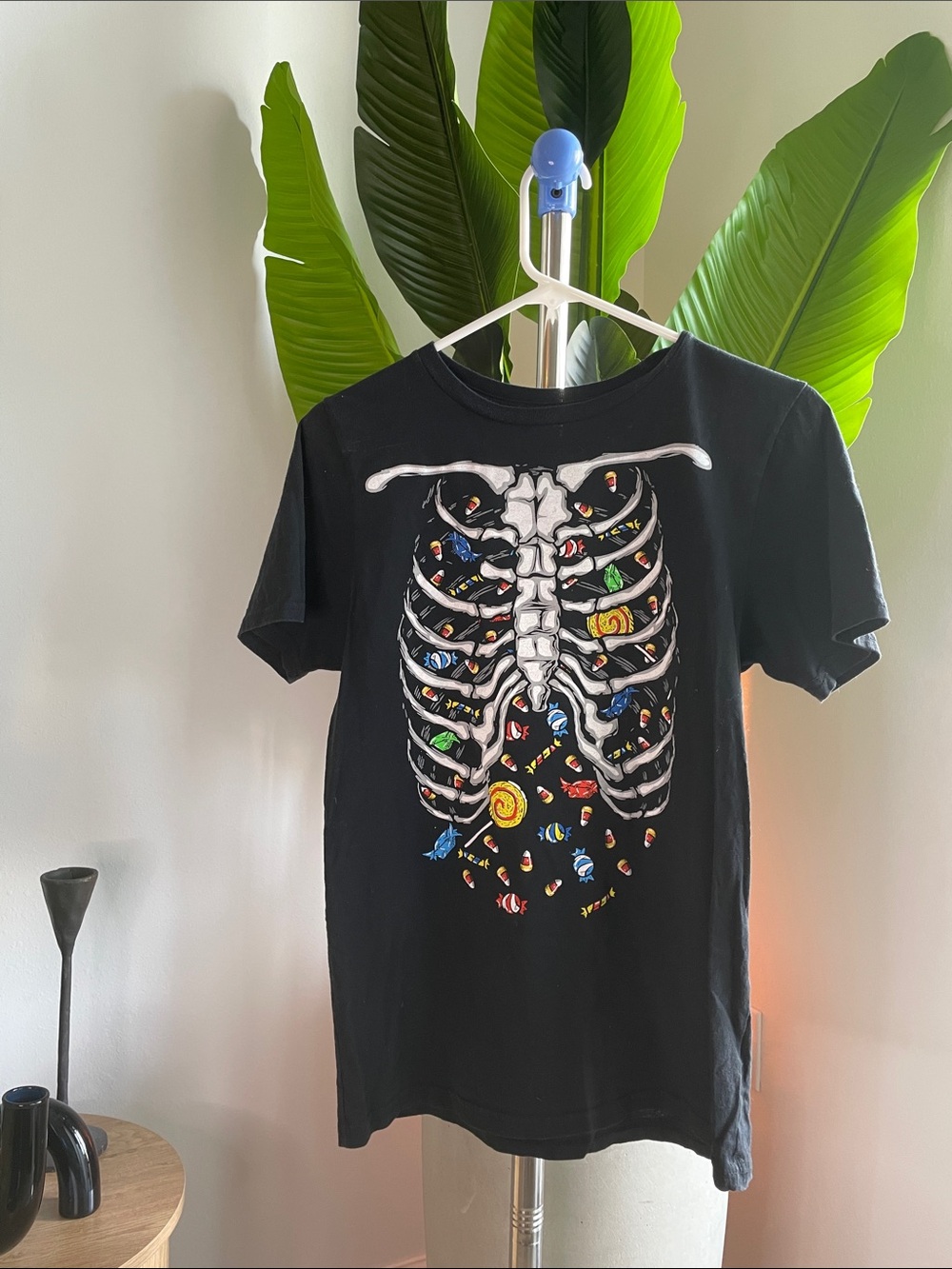 Bioworld Black Kids Tee with Colorful Candy-Filled Skeleton Ribcage